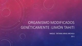 ORGANISMO MODIFICADOS
GENÉTICAMENTE :LIMÓN TAHITI
NIKOLE TATIANA ARIAS ARCHILA
10-1
 
