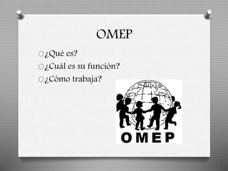 OMEP 
O¿Qué es? 
O¿Cuál es su función? 
O¿Cómo trabaja? 
 