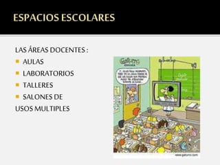 LAS ÁREAS DOCENTES :
 AULAS
 LABORATORIOS
 TALLERES
 SALONES DE
USOS MULTIPLES
 