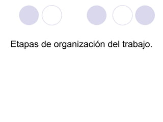 Etapas de organización del trabajo.

 