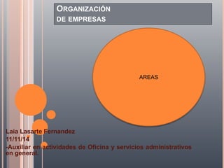 ORGANIZACIÓN 
DE EMPRESAS 
AREAS 
Laia Lasarte Fernandez 
11/11/14 
-Auxiliar en actividades de Oficina y servicios administrativos 
en general. 
 