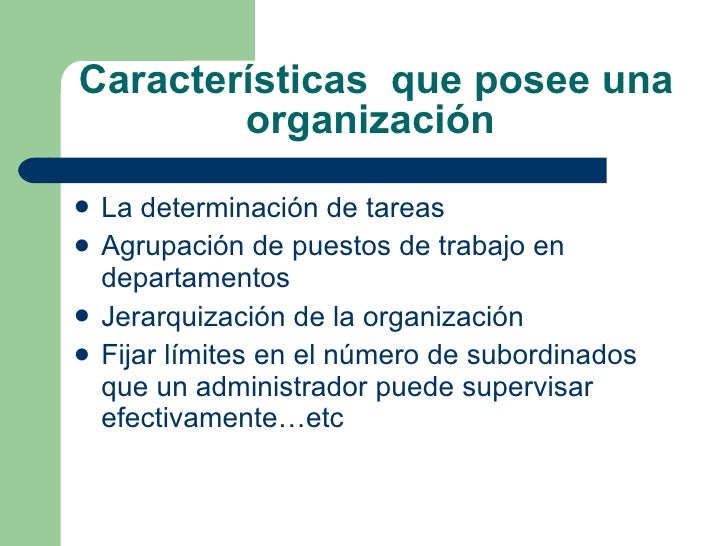 OrganizacióN, Caracteristicas Y Teorias