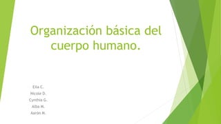 Organización básica del
cuerpo humano.
Eila C.
Nicole D.
Cynthia G.
Alba M.
Aarón M.
 
