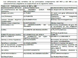    Las diferencias más notables de los
    principales componentes del MO y del
    ME y sus características singulares se
    especifican en la siguiente tabla.
 