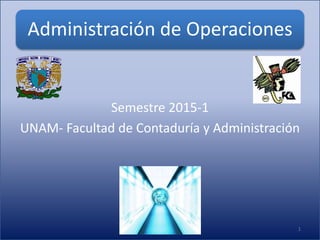 Administración de Operaciones 
Semestre 2015-1 
UNAM- Facultad de Contaduría y Administración 
1 
 