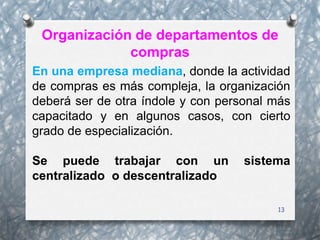 Organización departamental de compras | PPTX