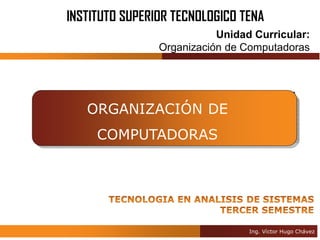 INSTITUTO SUPERIOR TECNOLOGICO TENA
                           Unidad Curricular:
                Organización de Computadoras




   ORGANIZACIÓN DE
     COMPUTADORAS




                                 Ing. Víctor Hugo Chávez
 