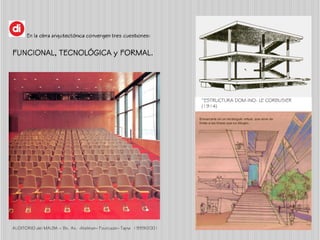 AUDITORIO del MALBA – Bs. As. -Atelman– Fourcade– Tapia 1999/2001
En la obra arquitectónica convergen tres cuestiones:
FUN...