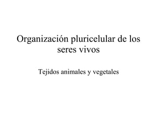Organización pluricelular de los seres vivos Tejidos animales y vegetales 