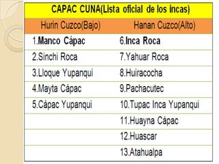 Organización política de los incas