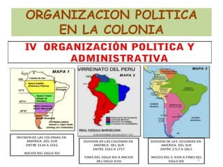 ORGANIZACION POLITICA
EN LA COLONIA
 