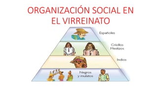 ORGANIZACIÓN SOCIAL EN
EL VIRREINATO
 
