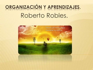 ORGANIZACIÓN Y APRENDIZAJES. 
Roberto Robles. 
 