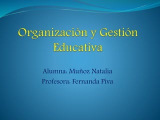 Alumna: Muñoz Natalia 
Profesora: Fernanda Piva 
 