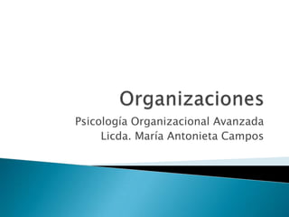 Organizaciones Psicología Organizacional Avanzada Licda. María Antonieta Campos 