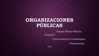 ORGANIZACIONES
PÚBLICAS
Vargas Ramos Maura
Josselyn
Universidad de Guadalajara
Preparatoria
n°4
 