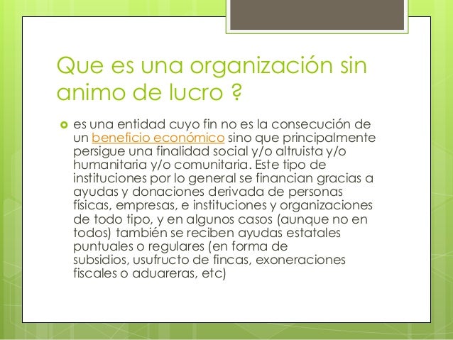 organizaciones sin animo de lucro martes sin animo de lucro