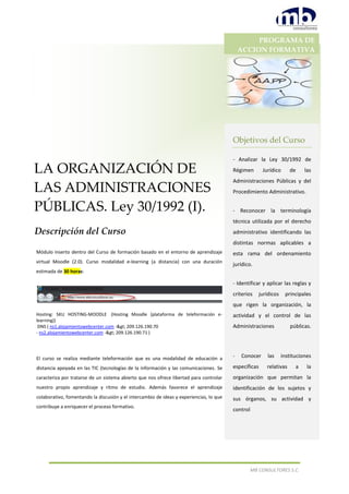 La Organización de las Administraciones Públicas. Ley 30/1992 (I)