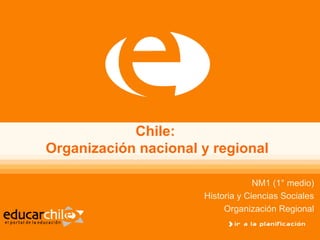 Chile:
Organización nacional y regional
NM1 (1° medio)
Historia y Ciencias Sociales
Organización Regional
 