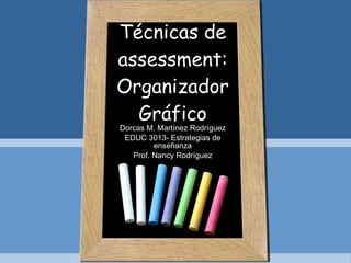 Técnicas de assessment: Organizador Gráfico Dorcas M. Martínez Rodríguez EDUC 3013- Estrategias de enseñanza Prof. Nancy Rodríguez 