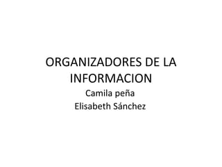 ORGANIZADORES DE LA
INFORMACION
Camila peña
Elisabeth Sánchez
 