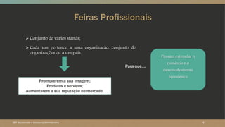 Feiras Profissionais
 Conjunto de vários stands;
 Cada um pertence a uma organização, conjunto de
organizações ou a um país.
Promoverem a sua imagem;
Produtos e serviços;
Aumentarem a sua reputação no mercado.
Para que….
Possam estimular o
comércio eo
desenvolvimento
económico
5CET- Secretariado e Assessoria Administrativa
 