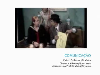 COMUNICAÇÃO
Vídeo: Professor Girafales
Chaves e Kiko explicam seus
desenhos ao Prof Girafales[24].wmv
 