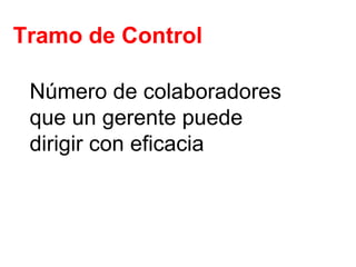 Tramo de Control Número de colaboradores que un gerente puede dirigir con eficacia 