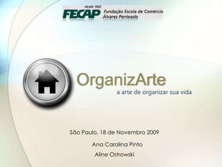 OrganizArte a arte de organizar sua vida São Paulo, 18 de Novembro 2009        Ana Carolina Pinto	 Aline Ostrowski  