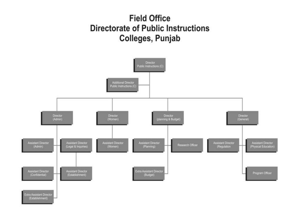 Organizational structure of educational institute in Pakistan