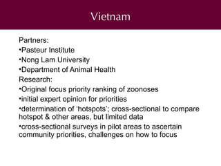 Organization of animal health in Southeast Asia: Challenges and opportunities for the Vietnam Initiative on Zoonotic Infections (VIZIONS)