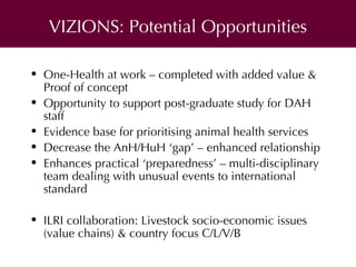 Organization of animal health in Southeast Asia: Challenges and opportunities for the Vietnam Initiative on Zoonotic Infections (VIZIONS)