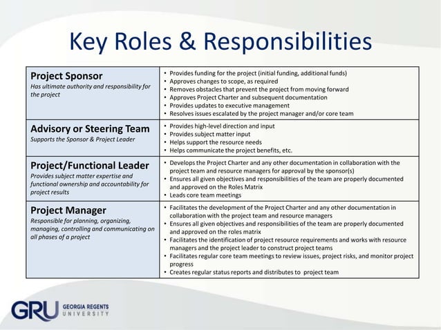 Project Roles And Responsibilities Matrix - Ponasa