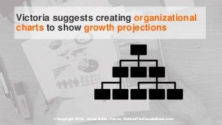 Victoria suggests creating organizational
charts to show growth projections
© Copyright 2019. Alicia Butler Pierre. Behind...