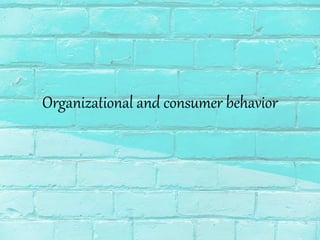 Organizational and consumer behavior
 