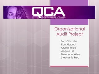 Organizational Audit Project Tony Stickeler Ron Algood Crystal Price Angela Hill Breeanna Wiley Stephanie Fred 