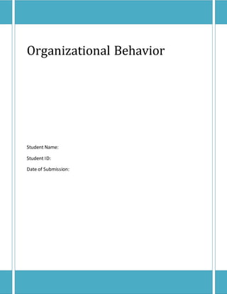 Organizational Behavior
Student Name:
Student ID:
Date of Submission:
 