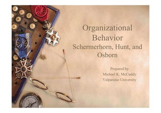 Organizational
     Behavior
Schermerhorn,
Schermerhorn, Hunt, and
       Osborn
             Prepared by
         Michael K. McCuddy
         Valparaiso University
 