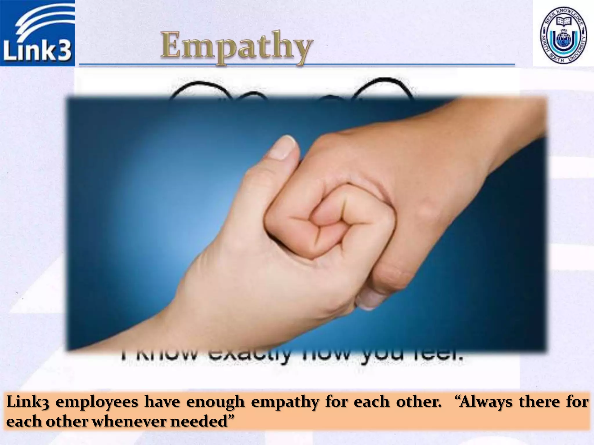 Link3 employees have enough empathy for each other. “Always there for
each other whenever needed”
 