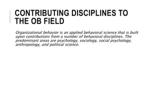 Organizational behavior lecture 01