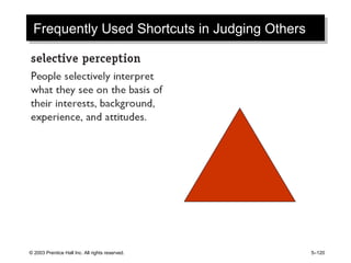 © 2003 Prentice Hall Inc. All rights reserved. 5–120
Frequently Used Shortcuts in Judging OthersFrequently Used Shortcuts in Judging Others
 