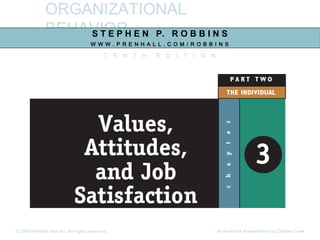 ORGANIZATIONAL
BEHAVIORS T E P H E N P. R O B B I N S
W W W . P R E N H A L L . C O M / R O B B I N S
T E N T H E D I T I O N
© 2003 Prentice Hall Inc. All rights reserved. PowerPoint Presentation by Charlie Cook
 