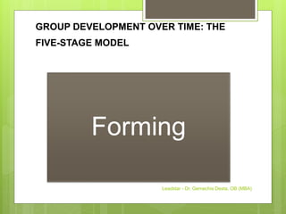 GROUP DEVELOPMENT OVER TIME: THE
FIVE-STAGE MODEL
Forming
Leadstar - Dr. Gemechis Desta, OB (MBA)
 