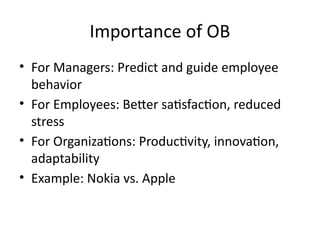 Comprehensive Introduction to Organizational Behavior: Models, Scope ...