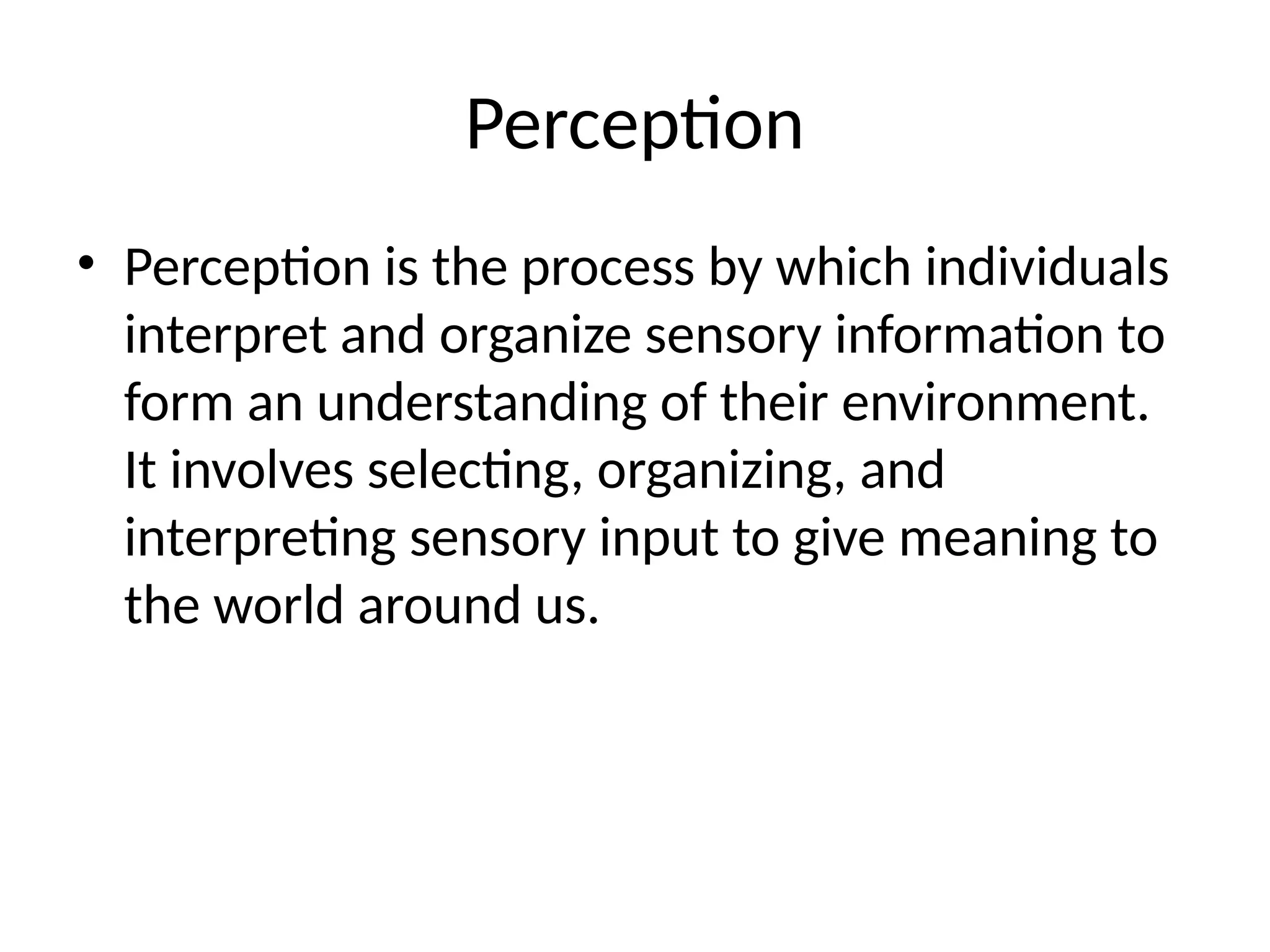 Organizational Behaviour - Perception Perspective | PPTX