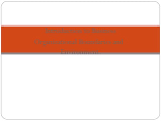 Introduction to Business Organizational Boundaries and  Environment  