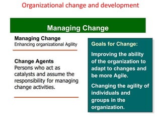 Organizational change and development
 