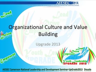 Organizational Culture and Value
Building
Upgrade 2013
 