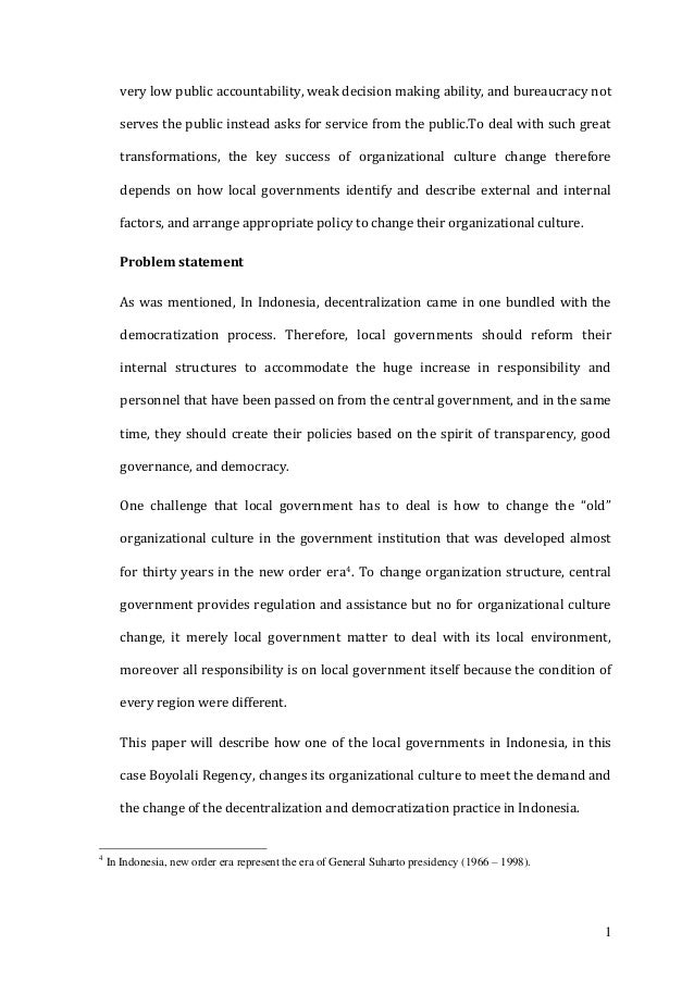 Organizational Culture Change In The Decentralization Practice Boyola