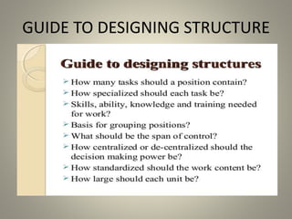 GUIDE TO DESIGNING STRUCTURE
 